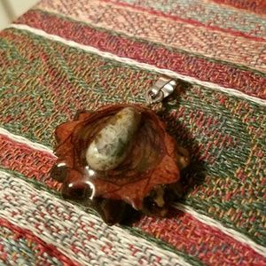 Mini Kaleidescape Agate pinecone pendant